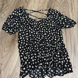 Maurices Black Floral Print Blouse